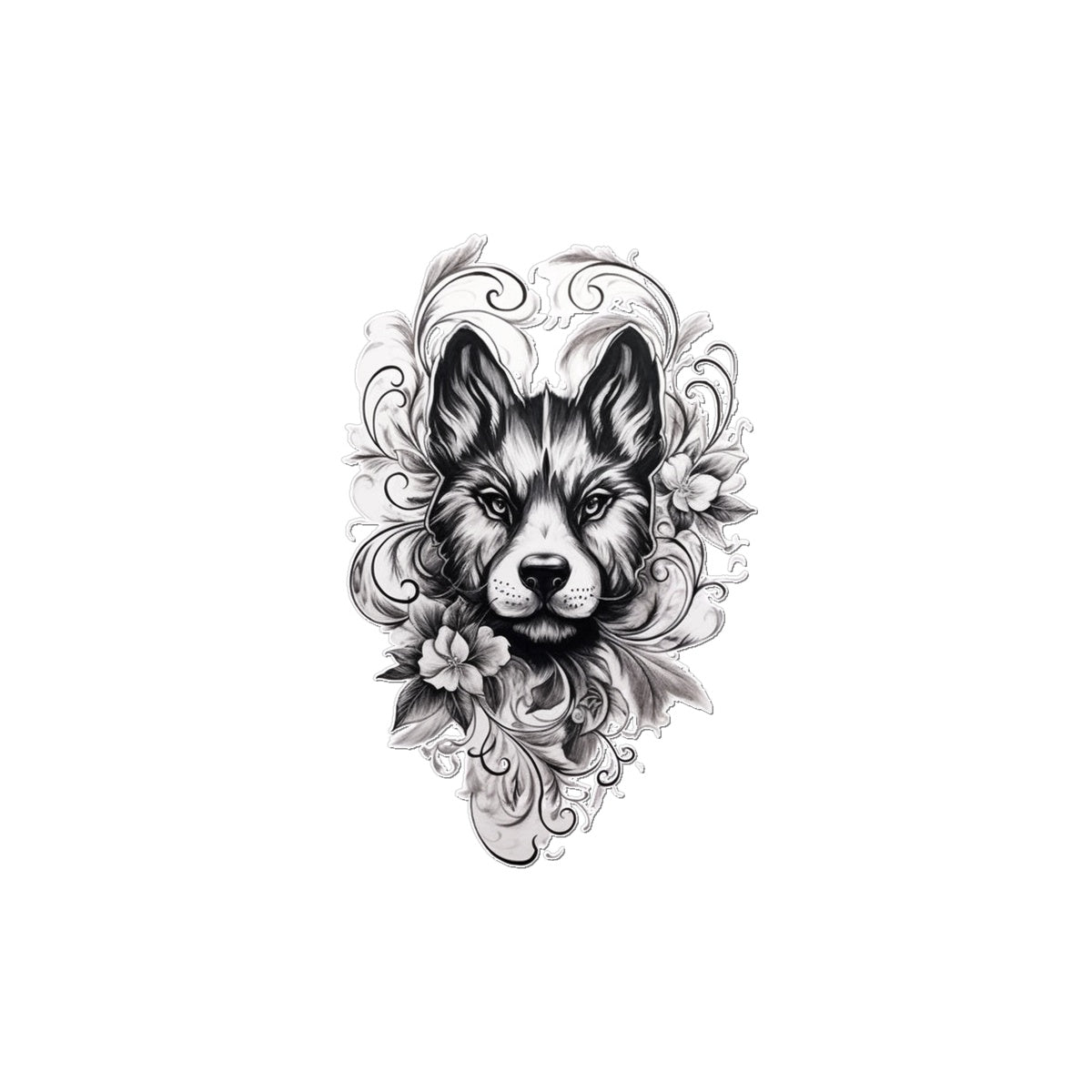 Wolf with Flowers