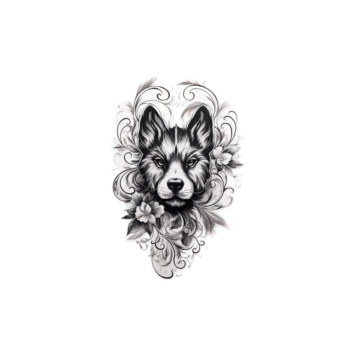 Wolf with Flowers